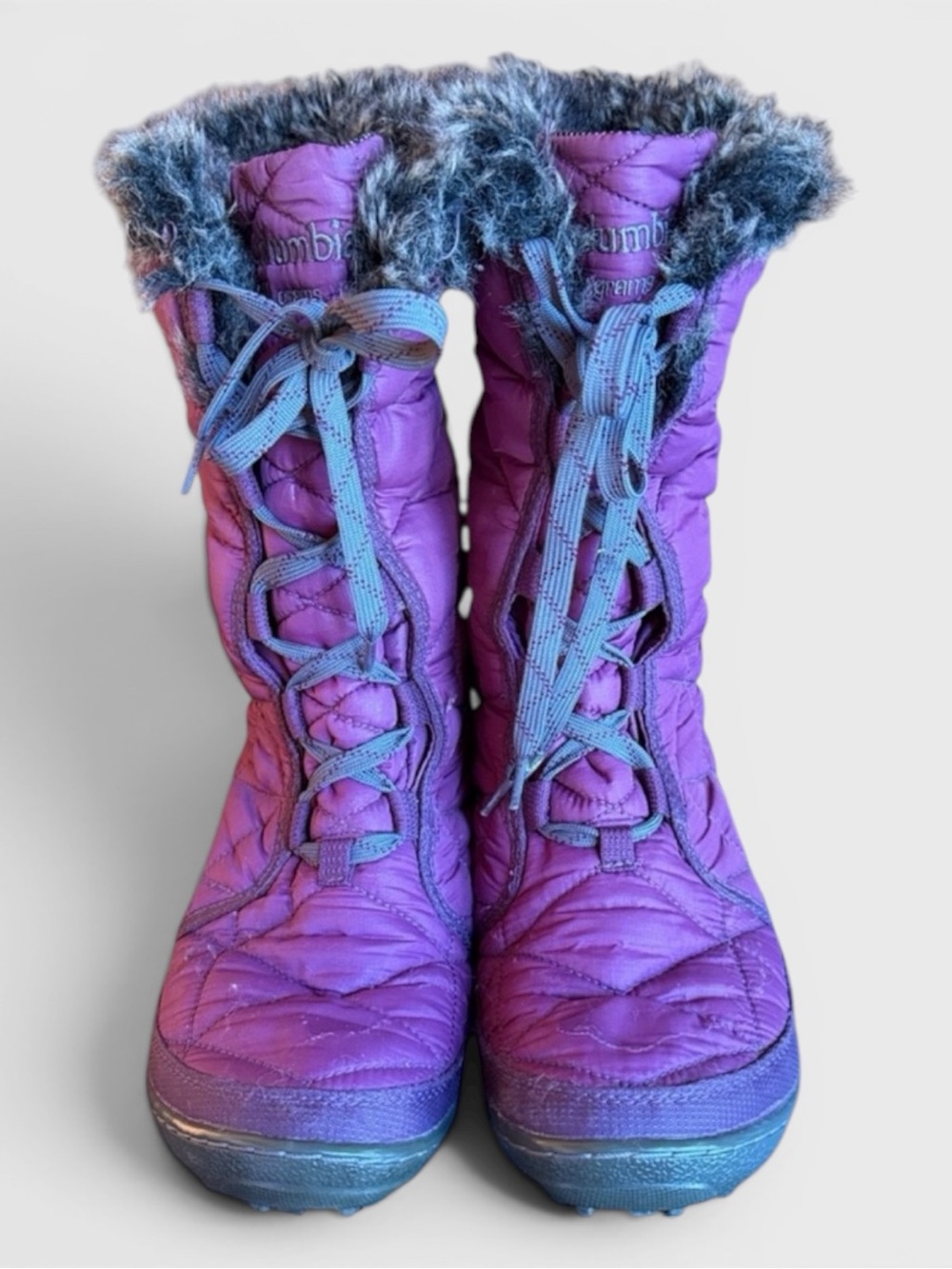 902 Columbia Quilted Insulated Purple Winter Boots with Faux Fur Cuffs
